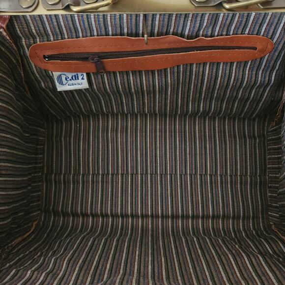 vtg CE.DI 2 Italian leather satchel crossbody Gladstone frame doctor bag purse - Picture 6 of 11